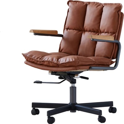 Ergonomische bureaustoel - bruine kunstleren computerstoel - bureaustoel met wielen - 65x46x72cm - in hoogte verstelbaar - kantoor bruin