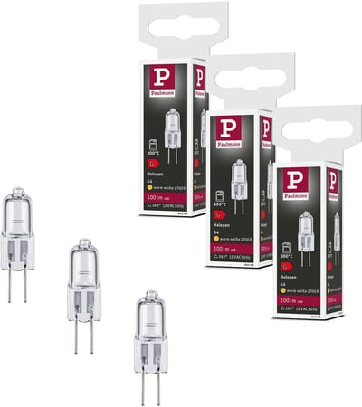 Set Halogeen pin basis Oven G4 12V 3x100lm 3x10W 2700K dimbaar Helder