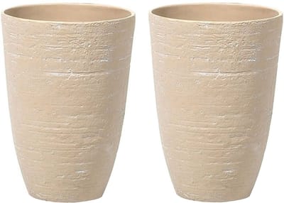 CAMIA - Bloempot set van 2 - Zandbeige - 35 cm - Stenenmix