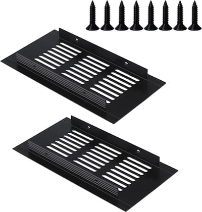 Ventilatierooster Aluminium 80mm x 150mm - Zwart Louvred Wandventilatie voor Keukenkasten en Kledingkasten (2 Stuks)