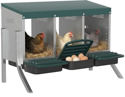 PawHut Nestboxen-Gegalvaniseerd staal, kunststof-85L x 54,6B x 61H cm-Zilver