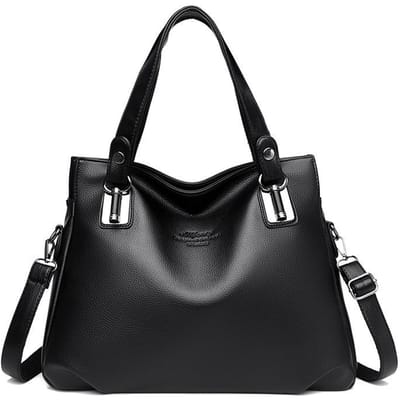 Nieuwe Handheld Moedertas Middelbare Leeftijd Vrouwen Tas voor Moeder Eenvoudig Casual Zacht Leer Crossbody Schoudertas Tote Bag black