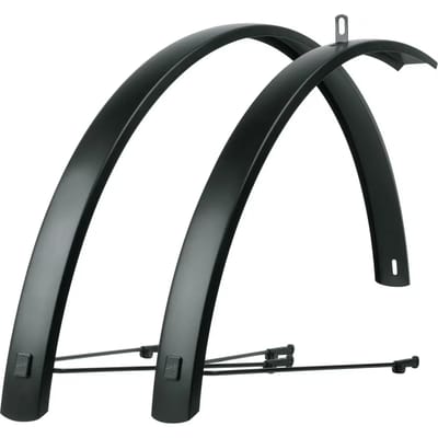 SKS Aluminium spatbordenset - matzwart - 46 mm breed - voor stads- en trekkingfietsen - met veiligheidssysteem