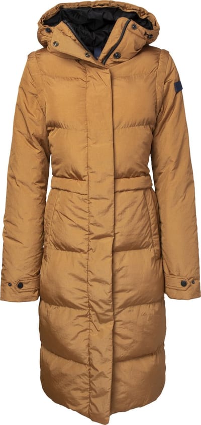 Pk International - Lange Jas - Osborne - 2in1 - Donkergeel - Afneembare capuchon - Uitneembare mouwen - Waterafstotend - Windbestendig - XS