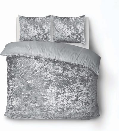 iSleep Dekbedovertrek Crushed Velvet - Litsjumeaux - 240x200/220 cm - Antraciet