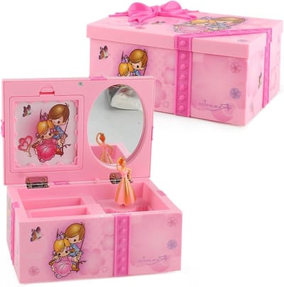 Muziek Sieradendoos - Dansende Prinses - Schatten Bewaren - Met Spiegel - 15.8 x 11 x 7.3 cm - Meerkleurig