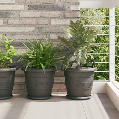 vidaXL Plantenpotten 6 st Zwart Ø 30 x 25 cm Kunststof