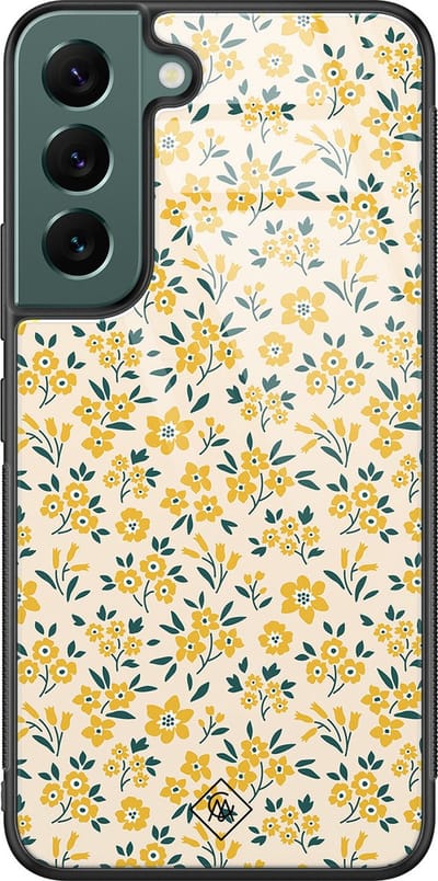 Casimoda® hoesje - Geschikt voor Samsung Galaxy S22+ - Yellow Garden - Luxe Hard Case Zwart - Backcover telefoonhoesje - Geel
