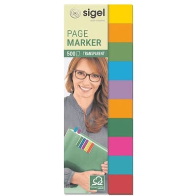 Sigel Plakmarker HN684 44 mm x 12.50 mm Geel, Oranje, Groen, Blauw, Lila, Pink 500 stuk(s)