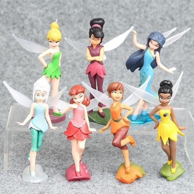 Disney 7 pièces Fée Clochette Fleur Fée Elfe Princesse PVC Anime Figurine d'Action Mini Modèle Figurine Poupée Jouets Pour Cadeau d'Enfant white