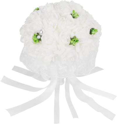 Bruidsboeket - Kunstbloemen Boeket - Huwelijksceremonie - Romantisch Design - 21 x 25 cm
