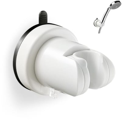 Ryoudavell - Douchekop met zuignap – douchekophouder zonder boren – Wandhouder Douchekop Zuignap - universele houder voor bevestiging en afstelling van douchekoppen – Wit