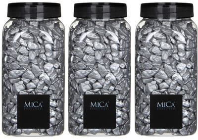 Mica Decorations decoratie steentjes - 3x - zilver - 1 kilo - 650ml - hobby steentjes