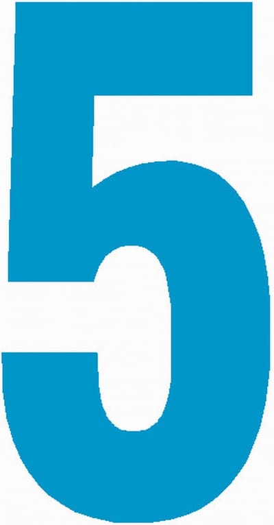 Cijfersticker nr. 5 lichtblauw 10x5cm, plakcijfer, huisnummersticker, containersticker, magazijn sticker