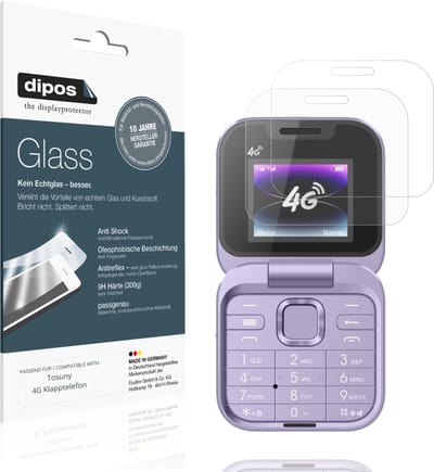 dipos – 2x Matte Pantserfolie geschikt voor Tosuny 4G Klapptelefon | 9H Screenprotector