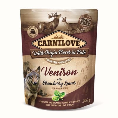 Carnilove Hert met aardbei blaadjes 300 gram