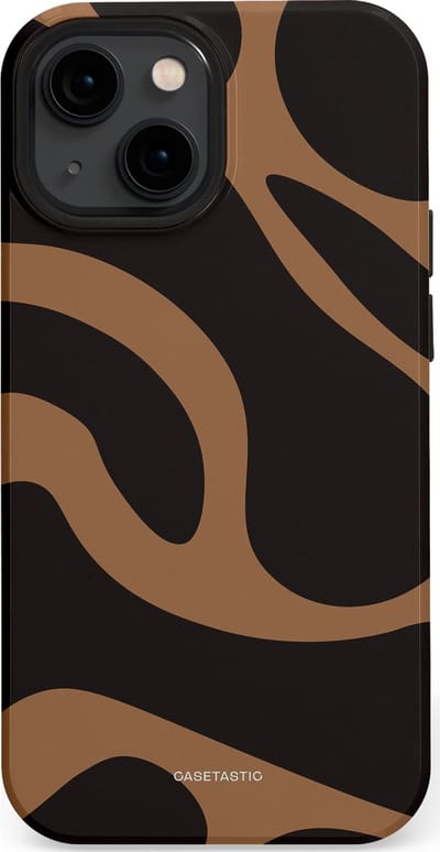 Casetastic Hoesje Geschikt voor Apple iPhone 13 Mini Magsafe - Stijlvolle Beschermende Duo-layer Case - Chocolade Golven