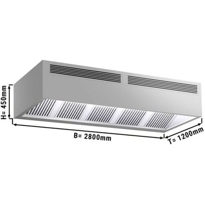 GGM Gastro Induktions-Kastenhaube - 2800mm - ohne Motor - mit Filter