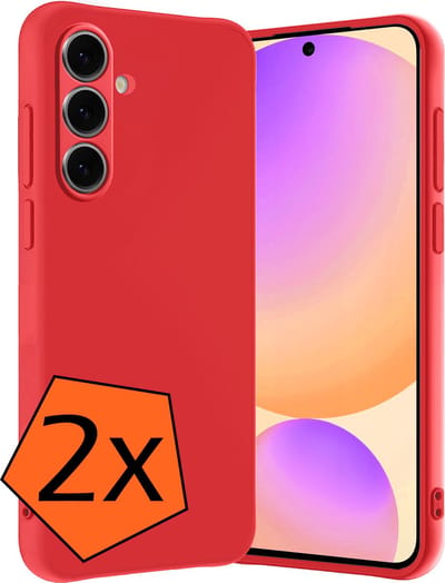 Hoes - 2 Stuks - Geschikt voor Samsung Galaxy S24 FE - Sterk & Shockproof - Case Siliconen - Back Cover - Telefoon Hoes - Rood