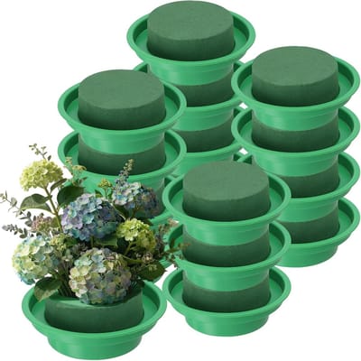 16 Stuks 8 cm Bloemschuim Blokken met Tray voor Droog en Nat Bloemschikken, Wreath Making en DIY Creaties voor Bruiloften