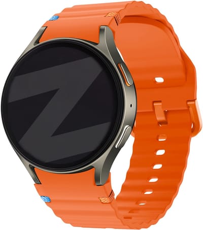 Bandz Siliconen Wave bandje 'Easy fit' - Geschikt voor Samsung Galaxy Watch 7 (40 & 44mm) / Galaxy Watch 6 Classic (43 & 47mm) / Galaxy Watch 5 (Pro) / Galaxy Watch 4 (Classic) / Galaxy Watch FE (oranje)