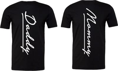 Shirts Daddy en Mommy-achterkant shirts-zwart-korte mouwen-Maat S