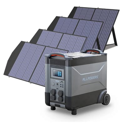 ALLPOWERS Solar Generator Kit 4000W (R4000 + SP027 100W Solar Panel) - R4000 +4pcs SP027 Solar Panel 100W