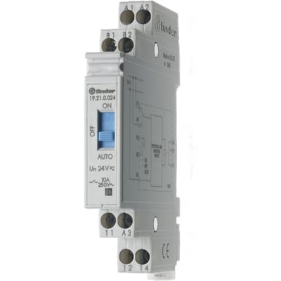 Finder 19.21.0.024.0000 Industrieel relais Nominale spanning: 24 V/DC, 24 V/AC Schakelstroom (max.): 10 A 1x wisselcont