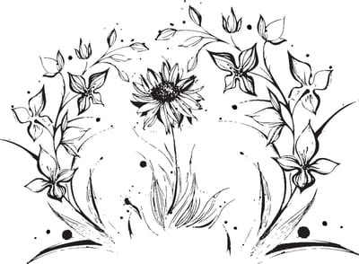 Muurstickers - Artistieke Bloemen - zelfklevende achtergrond met transparante achtergrond - 40x55cm
