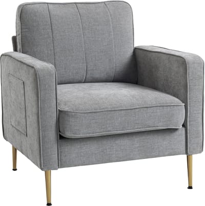 HOMCOM-Fauteuil-Polyester-81x84x87cm-Grijs
