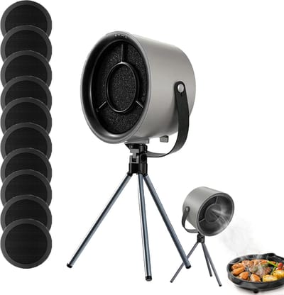 KZQ Mini Afzuigkap - 3 Snelheden - 1200Pa Sterke Zuigkracht - Stille Werking - Draagbaar En Afneembaar - Met Koolstoffilter - Geschikt Voor Koken Hotpot Bbq Camper En Binnen - Zwart