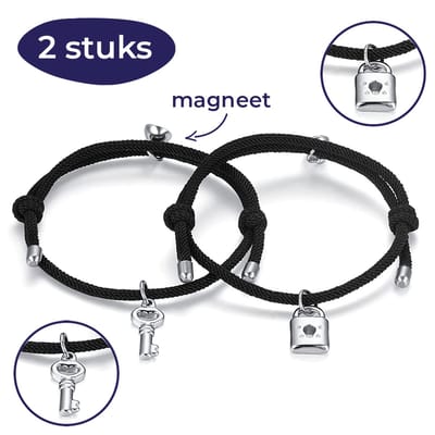 Couple Armband - Touw - Slot & Sleutel - Verstelbare Maat - Vriendschapsarmbandjes - Cadeau - Dames & Heren