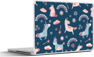 Laptop sticker - 10.1 inch - Unicorn - Regenboog - Patronen - 25x18cm - Laptopstickers - Laptop skin - Cover