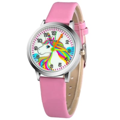 Fako® - Kinderhorloge - Eenhoorn / Unicorn - Gelakt - Hoofd - Roze