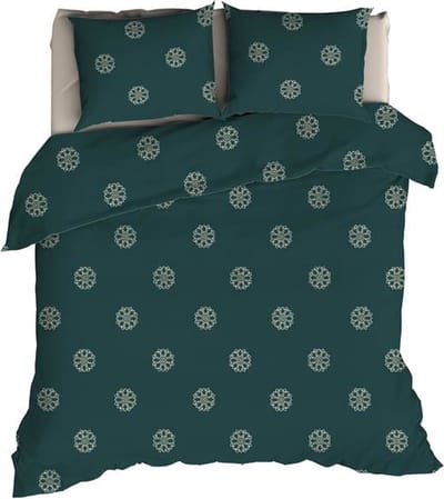 Romanette Flocons Dekbedovertrek - Eenpersoons - 140x200/220 cm - Forestgreen