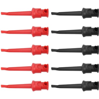 10pcs P5002 Crochet de Test Multimètre Pinces pour SMt SMD IC D20 Soudure de Câble (Noir rouge)