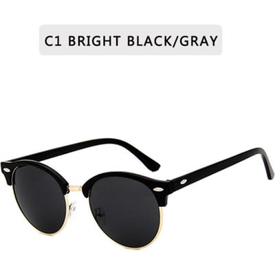 Lunettes de soleil rétro semi-sans monture pour hommes et femmes, monture demi-monture, style d'été populaire et tendance, UV400 uv400 black