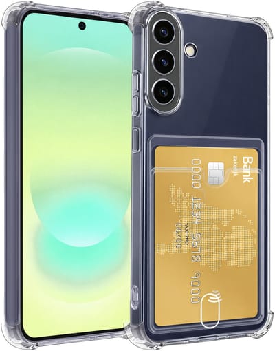 Hoesje - Geschikt voor Samsung Galaxy A37 - Met Pashouder en Kaarthouder - Telefoon Hoes Shockproof - Siliconen Case - Back Cover - Shock Proof - Pasjes Houder - Telefoonhoesjes - Transparant