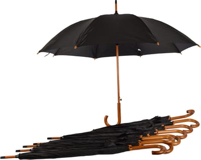 Paraplu 9 stuks - Set van 9 Zwarte Automatische Paraplu's met Houten Handvat - Aluminium Frame - Polyester Doek - 102cm Diameter – Groot Formaat voor Volwassenen