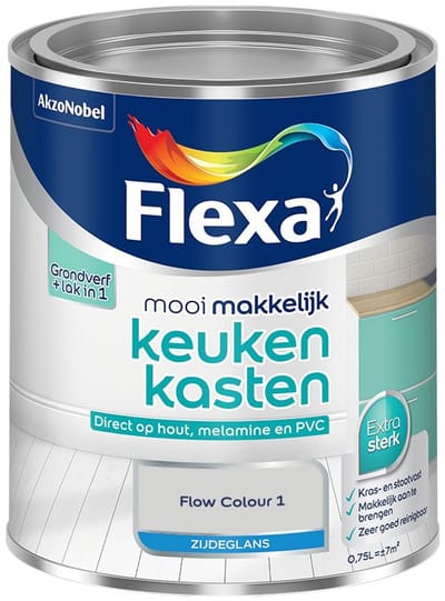Flexa - Mooi Makkelijk Keukenkasten Zijdeglans - Flow Colour 1 - Mengverf - 750 Ml