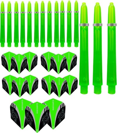 ABCDarts - Dart Flights En Dart Shafts - Tribal Edgeglow - Medium Groen - 5 sets