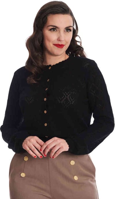 Banned - Hearts Charm Cardigan - S - Zwart