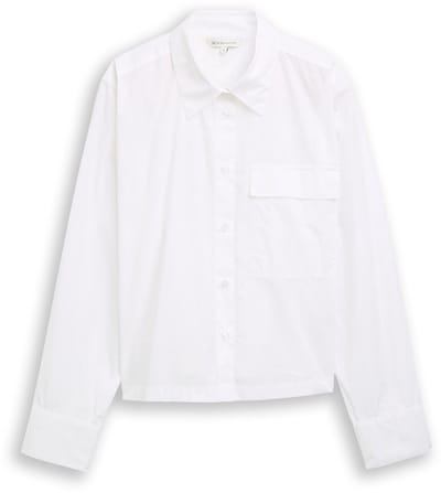 Tom Tailor Denim - Katoenen overhemdblouse met boxy pasvorm - Maat XL - White