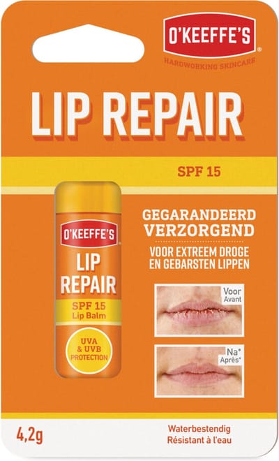 O'Keeffe's Lip Repair Waterproof SPF 15 - 6 x 4,2 gr - Voordeelverpakking