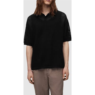 AllSaints Corbi Ss Polo Black Size: M | Polo Shirts Outlet | Heren | Zwart