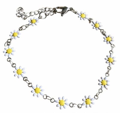 Enkelbandje-Daisy-Zilverkleur-Madelief-17 cm - Charme Bijoux