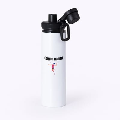 Hacebo® - badminton vrouw met eigen naam waterfles met draaidop zwart - Badminton - badmintonner - sport - Verjaardag cadeau - kado - geschenk - water fles - 850ML