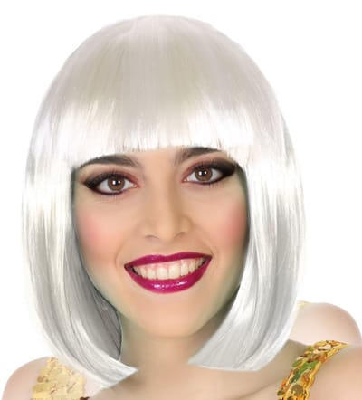 Atosa Pruik boblijn - wit - half lang haar - verkleedpruik - dames - carnaval