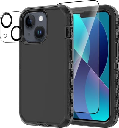 Stravo Heavy Duty iPhone 13 case met Screen Protector en Lens Protector - Zwart - Dustproof shockproof telefoonhoes cover bestaande uit 3 lagen inclusief schermbeschermer en lensbeschermer - Geschikt voor Apple iPhone 13
