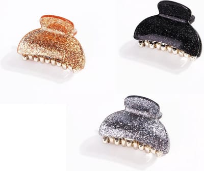 Haarklem 3 stuks -  Haarklemmen glitter - Dames - Feestdagen - Elegant -  Zwart - Goud - Zilver
